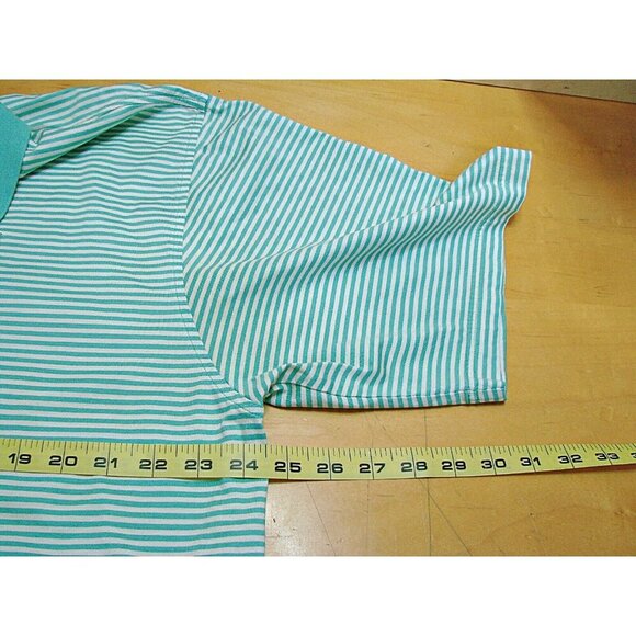 Peter Millar Mens Size XL Polo Shirt Mercerized Cotton Green Striped Patch HRF - Picture 6 of 12